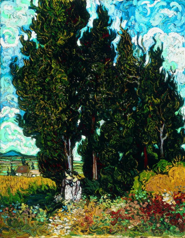 Vincent van Gogh, Cypresses with Two Female Figures, 1889, Kröller-Müller Museum, Otterlo.