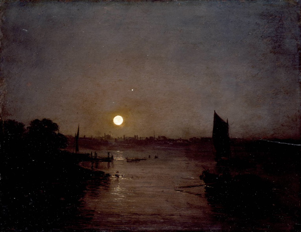 Moonlight, a Study at Millbank exhibited 1797 by Joseph Mallord William Turner 1775-1851 Turner, Moonlight, a Study at Millbank, exhibited 1797.
