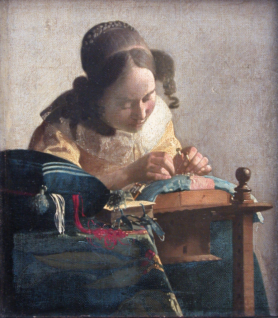 Johannes Vermeer, The Lacemaker, Oil on canvas, 1670-1671. Musée du Louvre.