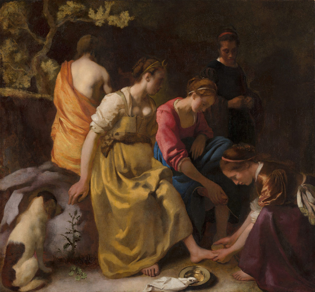 Johannes Vermeer, Diana and her Nymphs, c. 1653 - 1654. Mauritshuis.